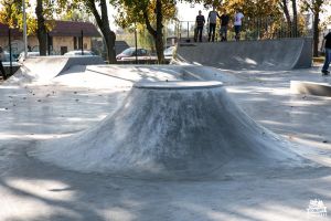 Concrete obstacles in skatepark in Naklo