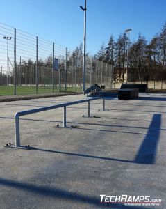 Szamotuly and straight rail on skatepark