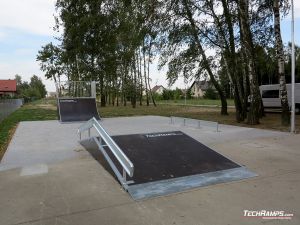 Wooden elements of skatepark in Kaźmierz